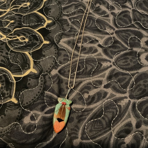 Necklace delicate design Colorado feather unique one of a kind Navajo western - Picture 2 of 3